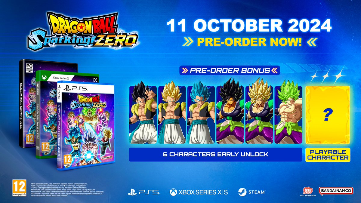 dragonballgames's tweet photo. Get ready to fight as legends when DRAGON BALL: Sparking! ZERO releases October 11, 2024.

Pre-Order and receive an exclusive bonus – an early unlock of 6 playable characters: https://t.co/JnzoAq3BgR #DBSZ https://t.co/eNLCXtBsWS