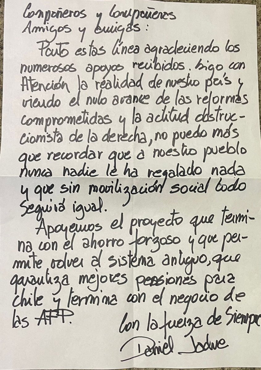 🔴 URGENTE: Alcalde <a href="/danieljadue/">Daniel Jadue</a> envía segundo mensaje desde prisión. Máxima difusión! #JadueLibre #JadueEstoyContigo