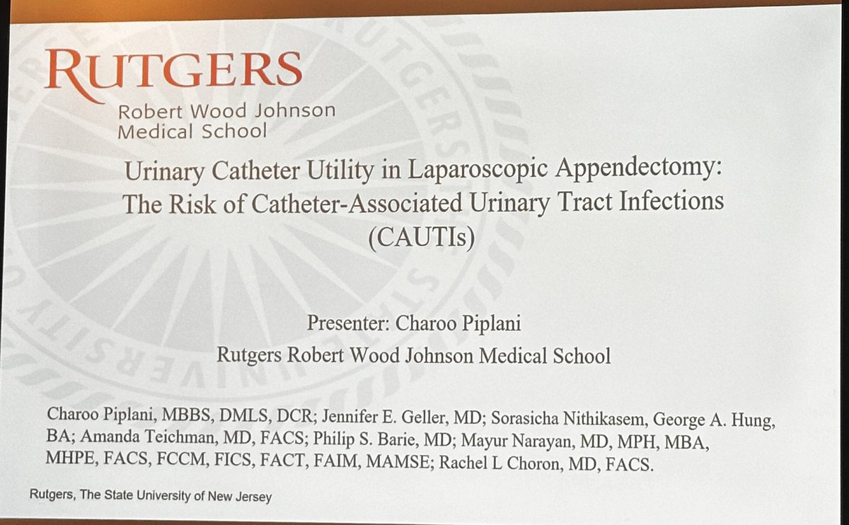 Mayur Narayan (@surgedmd) on Twitter photo So proud of <a href="/charoo_piplani/">Charoo Piplani, MBBS, DMLS, DCR</a>, <a href="/rwjsurgery/">Rutgers RWJMS Surgery</a> international trauma research fellow, for
doing an outstanding presentation <a href="/SurgInfxSoc/">Surgical Infection Society</a> 2024!! Congrats to her & <a href="/RachelChoron/">Rachel L. Choron, MD FACS</a> for mentoring!! 👏🏽👏🏽 <a href="/RWJMS/">Rutgers RWJMedSchool</a> <a href="/A_Teich/">Amanda Teichman</a> <a href="/heatherevansmd/">Heather Evans MD, MS, FACS, FSIS</a> <a href="/DanteYeh/">D. Dante Yeh</a> <a href="/PedsTraumaMan/">Jeffry Upperman</a> <a href="/SebastianSchubl/">Sebastian Schubl</a> @julsonval So proud of <a href="/charoo_piplani/">Charoo Piplani, MBBS, DMLS, DCR</a>, <a href="/rwjsurgery/">Rutgers RWJMS Surgery</a> international trauma research fellow, for
doing an outstanding presentation <a href="/SurgInfxSoc/">Surgical Infection Society</a> 2024!! Congrats to her & <a href="/RachelChoron/">Rachel L. Choron, MD FACS</a> for mentoring!! 👏🏽👏🏽 <a href="/RWJMS/">Rutgers RWJMedSchool</a> <a href="/A_Teich/">Amanda Teichman</a> <a href="/heatherevansmd/">Heather Evans MD, MS, FACS, FSIS</a> <a href="/DanteYeh/">D. Dante Yeh</a> <a href="/PedsTraumaMan/">Jeffry Upperman</a> <a href="/SebastianSchubl/">Sebastian Schubl</a> @julsonval