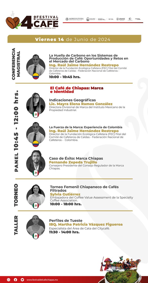 Participa en las conferencias magistrales, paneles, ponencias y talleres en el marco del 4to. Festival Internacional del Café, Chiapas de Corazón 2024.
Te dejamos la agenda de actividades.
¡Con el café, #ChiapasEsMásFuerte!