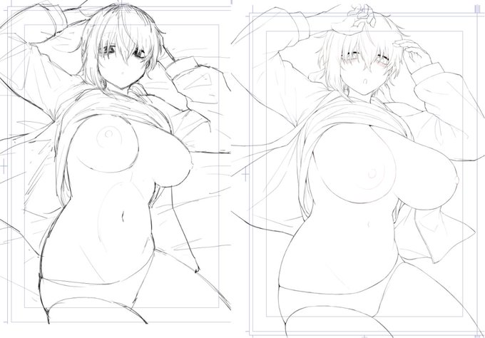 色塗ってから気づいたけど下書きから胸デカくなりすぎてる 