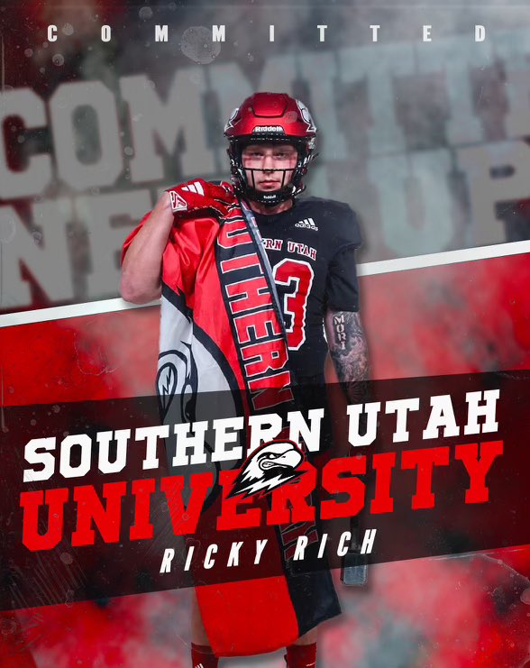 Ricky Rich V (@ricky_rich_48) on Twitter photo After a lot of thought and conversation with loved ones, I have decided to commit to <a href="/SUUFB_/">Southern Utah Football</a> ‼️ Thank you to <a href="/delanefitz/">DeLane Fitzgerald</a> and <a href="/OGMacDC/">Shay McClure</a> and the rest of the <a href="/SUUFB_/">Southern Utah Football</a> staff for allowing me to join a great program‼️‼️ Shoutout to <a href="/justinallen_13/">Justin Allen</a> and <a href="/Godsgift_Nate/">Nate Paxton</a> for all the help After a lot of thought and conversation with loved ones, I have decided to commit to <a href="/SUUFB_/">Southern Utah Football</a> ‼️ Thank you to <a href="/delanefitz/">DeLane Fitzgerald</a> and <a href="/OGMacDC/">Shay McClure</a> and the rest of the <a href="/SUUFB_/">Southern Utah Football</a> staff for allowing me to join a great program‼️‼️ Shoutout to <a href="/justinallen_13/">Justin Allen</a> and <a href="/Godsgift_Nate/">Nate Paxton</a> for all the help