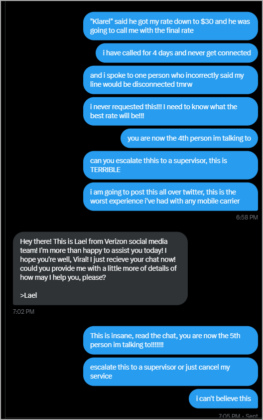 VRealK's tweet photo. @VerizonSupport @ARuskCross such terrible customer service, even on social media: https://t.co/d8tVnOuhBu