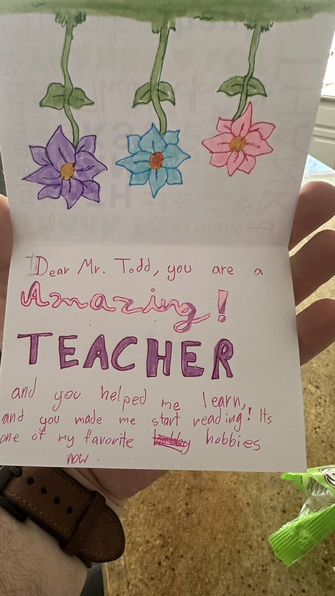 DanielTodd_'s tweet photo. To be informed by a student that she credits me with helping her rediscover the love of reading is definitely a wonderful way to end the school year &amp; begin summer break. I love my job! My students’ reading abilities =  ⬆️ ⬆️ 🎉 #LiteracyMatters #Reading #FocusOnGrowth https://t.co/u8uib7OnZ3