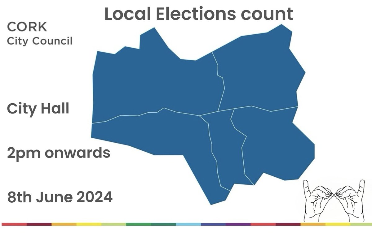 CorkDeafClub's tweet photo. @corkcitycouncil is providing ISL interpreters at the count for the local elections, and there will be interpretation at the count centre for the European elections too…access for members of the Deaf community at both. 
#LE24 #elections2024 #euroelections #EE24 https://t.co/zfOu0ujtD5