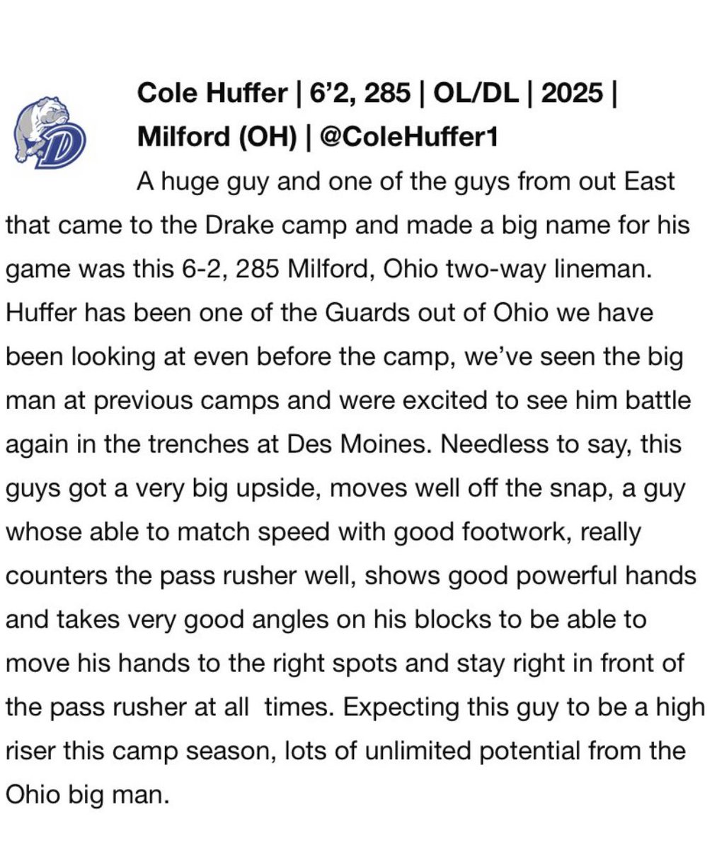 Cole Huffer (@colehuffer1) on Twitter photo Thank you for the write up <a href="/sixstarfootball/">Six Star Football | PLUS+</a> from the Drake camp🙏
<a href="/Jimmy_Grippa/">Coach Grippa</a> <a href="/Tom_Grippa/">Coach Tom Grippa</a> <a href="/Great_Pick/">Coach Pickett</a> <a href="/AndrewDean7844/">Andrew Johnson</a> <a href="/CoachNThompson/">Nate Thompson</a> <a href="/coachcjnuss/">Christian Nussbaum</a> <a href="/MichaelRyanDay/">Michael Day</a> <a href="/Coach_ABarr/">Alex Barr</a> <a href="/CoachCookOL/">Kennedy Cook</a> <a href="/JimCordle63/">Jim Cordle</a> @CoachLauckTU <a href="/Coach_Ekkens/">Brett Ekkens</a> <a href="/HaydenHThomas/">Hayden Thomas</a> <a href="/CoachLangvardt/">Adam Langvardt</a> <a href="/CoachWeeks76/">Andrew Weeks</a> Thank you for the write up <a href="/sixstarfootball/">Six Star Football | PLUS+</a> from the Drake camp🙏
<a href="/Jimmy_Grippa/">Coach Grippa</a> <a href="/Tom_Grippa/">Coach Tom Grippa</a> <a href="/Great_Pick/">Coach Pickett</a> <a href="/AndrewDean7844/">Andrew Johnson</a> <a href="/CoachNThompson/">Nate Thompson</a> <a href="/coachcjnuss/">Christian Nussbaum</a> <a href="/MichaelRyanDay/">Michael Day</a> <a href="/Coach_ABarr/">Alex Barr</a> <a href="/CoachCookOL/">Kennedy Cook</a> <a href="/JimCordle63/">Jim Cordle</a> @CoachLauckTU <a href="/Coach_Ekkens/">Brett Ekkens</a> <a href="/HaydenHThomas/">Hayden Thomas</a> <a href="/CoachLangvardt/">Adam Langvardt</a> <a href="/CoachWeeks76/">Andrew Weeks</a>
