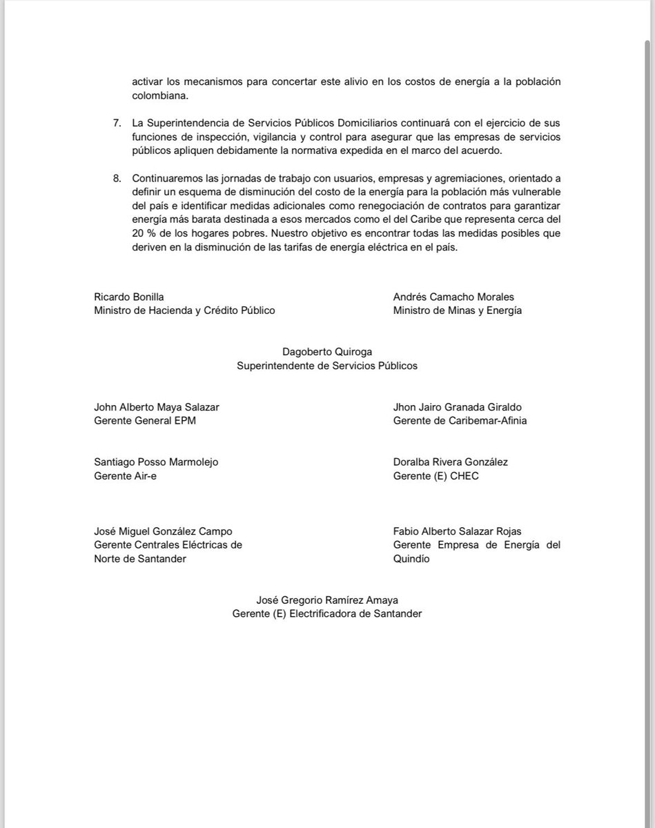 ¡Cumpliendo el mandato popular para garantizar tarifas justas en Colombia!

Junto al @Minhacienda, <a href="/Superservicios/">Superservicios</a> y las empresas del grupo <a href="/EPMestamosahi/">EPM estamos ahí</a> y <a href="/Aire_Energia/">Air-e Intervenida</a>  llegamos al acuerdo de asumir como deuda pública la opción tarifaria que se venía cargando a los hogares más