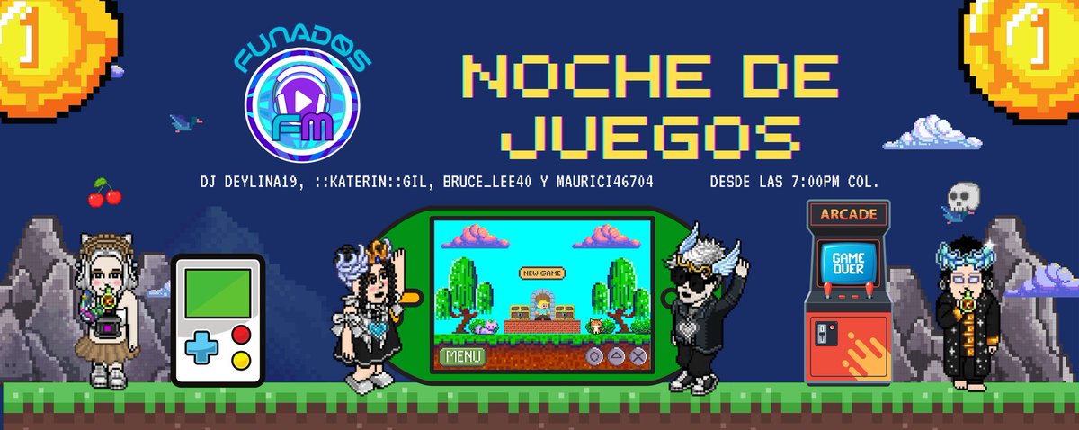 Funadosfm te invita a la Gran Noche de Juegos, donde podrás ganar maravillosos premios y disfrutando de la mejor música con nuestros grandes Djs <a href="/deylina19/">Deylina19</a>, <a href="/KaterinGil98/">KaterinGil🇲🇽</a>, <a href="/Lee40Bruce/">BRUCE_LEE40</a> y <a href="/maurici46704/">maurici46704</a>, desde las 7:00pm Col. 🇨🇴 ¡Ven y disfruta al máximo!
Funadosfm.com 🎉