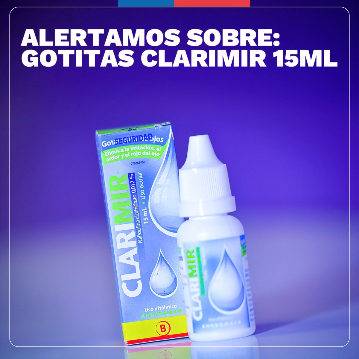Alerta🚨 Si tienes en tu poder o compraste recientemente las gotitas de Laboratorios Andrómaco:

👁️CLARIMIR SOLUCIÓN OFTÁLMICA 0,012% 

👁️CLARIMIR F SOLUCIÓN OFTÁLMICA