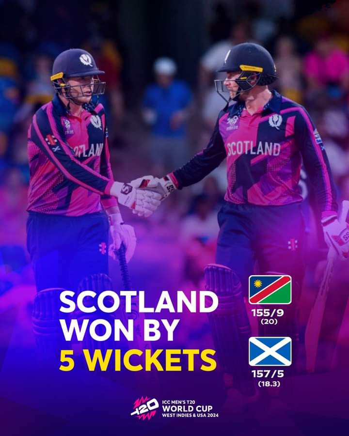 UmerMureed3's tweet photo. Captain Richie Berrington led from the front and helped Scotland register their first-ever T20I win against Namibia 👏
#T20WorldCup | #NAMvSCO https://t.co/e8QKEzmzHM