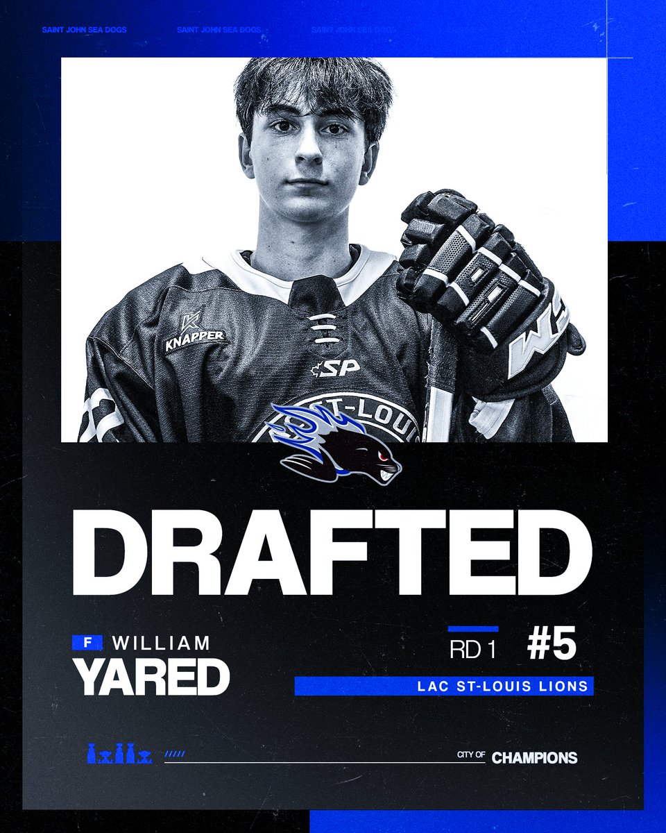 SJSeaDogs's tweet photo. With the 5th pick in the 2024 QMJHL Draft, the #SJSeaDogs are proud to select from the @lsllionsaaa, forward William Yared.

Welcome to the City of Champions!

#GoDogsGo | #QDraft https://t.co/c3mpkLTHnA