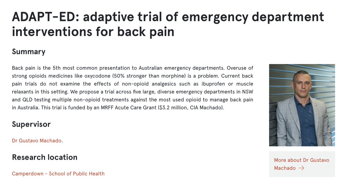 Chris Maher (@cgmmaher) on Twitter photo Anyone like to do a PhD on this important trial testing an opioid vs non-opioid regimens in ED? Sydney is arguably the global hub of back pain research and a beautiful city to live in <a href="/Caitlin_Jones_/">Caitlin Jones</a> <a href="/msk_health/">Institute for Musculoskeletal Health</a> Anyone like to do a PhD on this important trial testing an opioid vs non-opioid regimens in ED? Sydney is arguably the global hub of back pain research and a beautiful city to live in <a href="/Caitlin_Jones_/">Caitlin Jones</a> <a href="/msk_health/">Institute for Musculoskeletal Health</a>