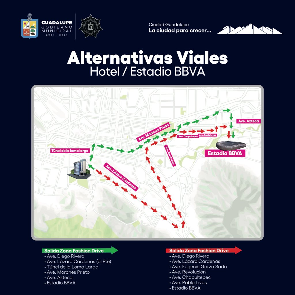 ssp_guadalupe's tweet photo. A los aficionados que acudirán a la Final Four de la Kings World Cup, a celebrarse en el estadio BBVA, en el municipio de Guadalupe, les ofrecemos las siguientes alternativas viales para acudir al evento deportivo https://t.co/gqJluUrly3