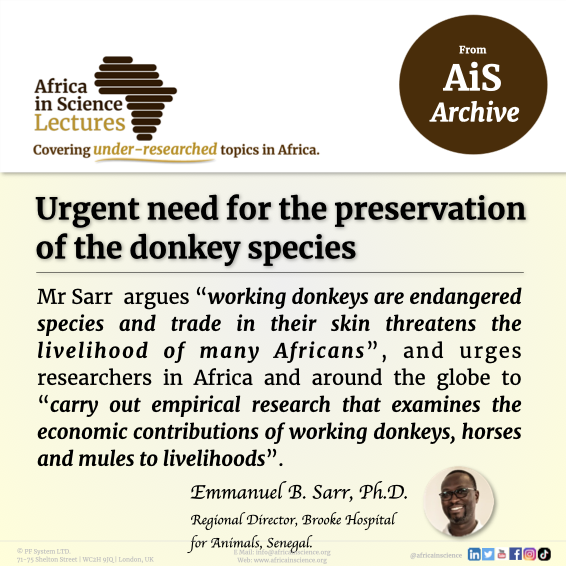 africainscience's tweet photo. From AiS Archive 👇🏽
Urgent Need for the Preservation of  Working Animals, by Dr. Emmanuel B. Sarr, Ph.D. @BoureEmmanuel, a Regional Director, Brooke Hospital for Animals, Senegal.
Watch Dr Sarr’s AiS Lecture 👉🏽 https://t.co/eteevcR6fY?
#AnimalWelfare #Law #Africa https://t.co/xSFubXudGP