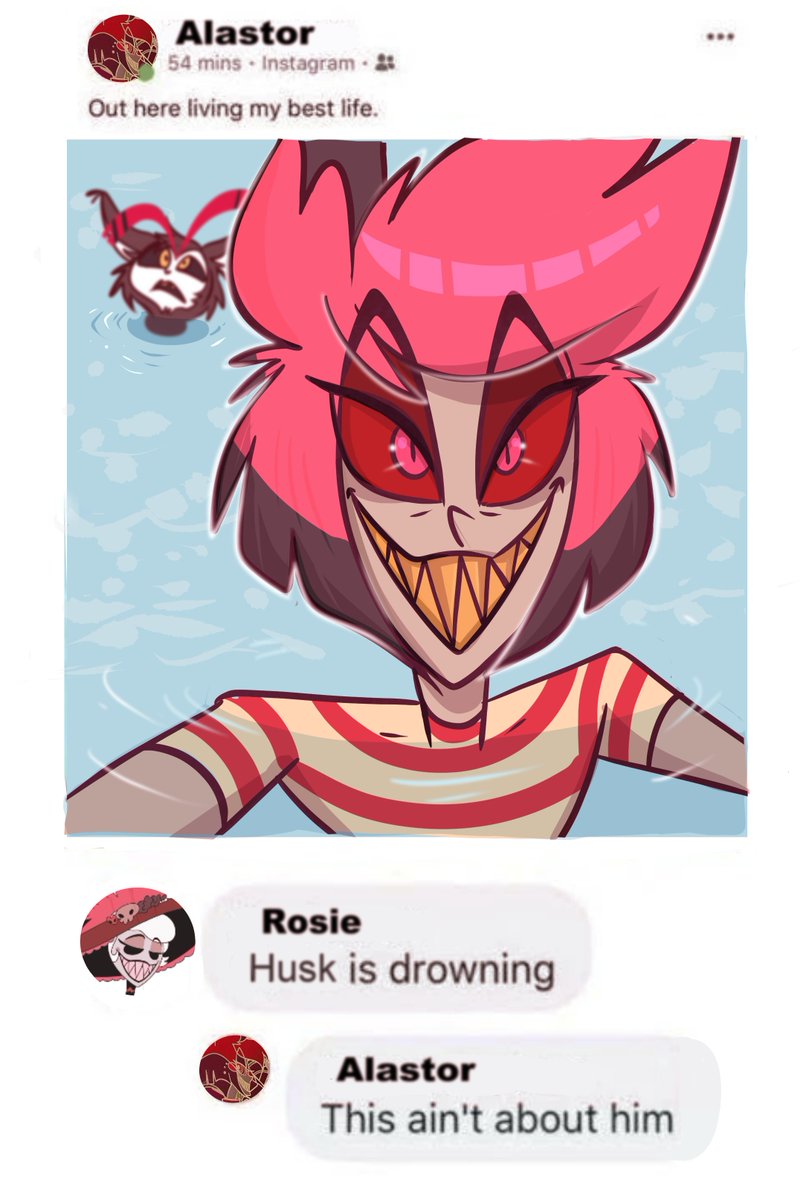 Thank you for all the fun summer Alastor ideas! I had to draw the prompt given by <a href="/MoltenFreddy156/">Molten</a>~