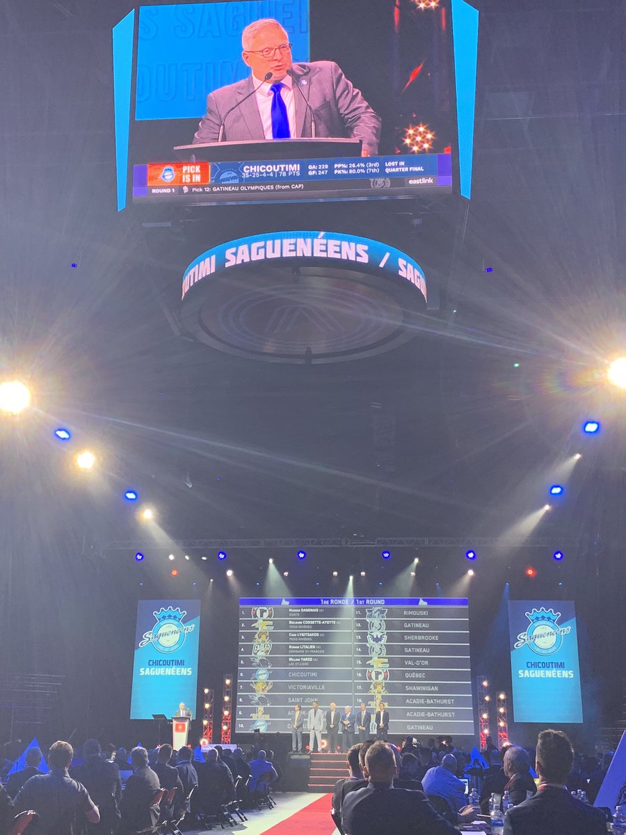 MonctonWildcast's tweet photo. Little different seeing @RThibeau announces deals for the Sags but good on them for allowing it at the Avenir. 

#QMJHLTrade #QTrade #MacDougallMagic #ANewEra #DefendTheDen #QDraft https://t.co/t0oHqZelB2