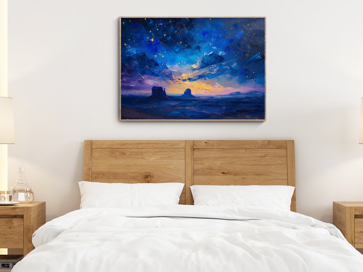 Immerse yourself in the beauty of a starry night with our vintage oil painting print. Add magic and wonder to your home. #VintageOilPainting #HomeDecor #EtsyShop #ArtForSale #StarryNight #RightPlaceWrongPerson #OverstockCrazyGoodDeals