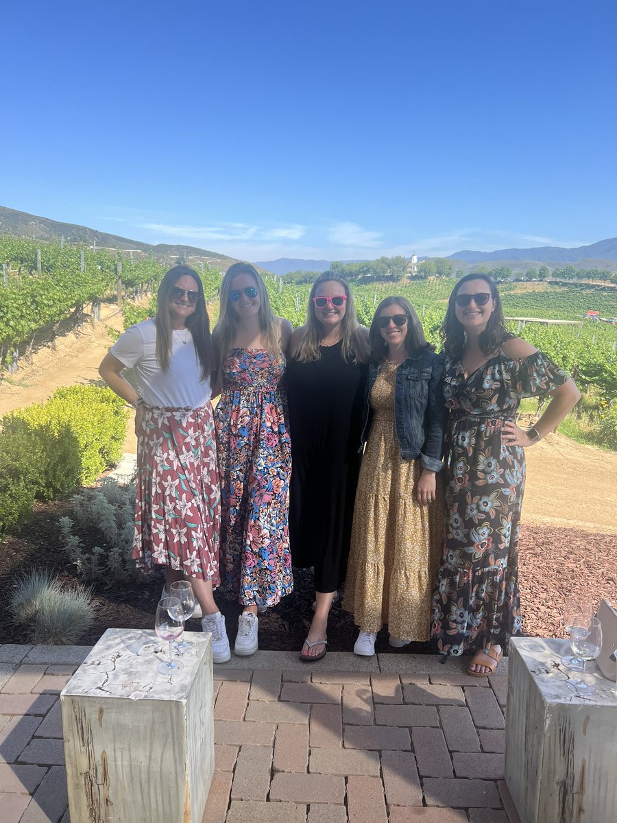 HSEGirlsBball's tweet photo. Former Lady Royals Paige Smith, Kelsey Lamb, Sage Sullivan, Kara Dather and Courtney Osborn hanging out in California. HSE Basketball made them lifelong friends. Sports can be, should about more than competition!! #proudcoach https://t.co/dC0NlZFENo