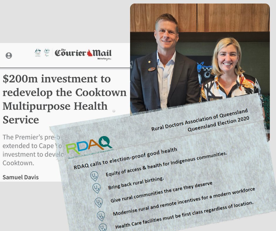 RDAQ president Dr Alex Dunn applauds announcement. Cooktown Hospital to get long awaited redevelopment  We dialled up campaign for infrastructure &amp; equity for 2020 election. Good results Biloela &amp; Cooktown <a href="/RuralDocsQ/">RDAQ</a> will continue to be voice for Rural Qldrs healthcare.