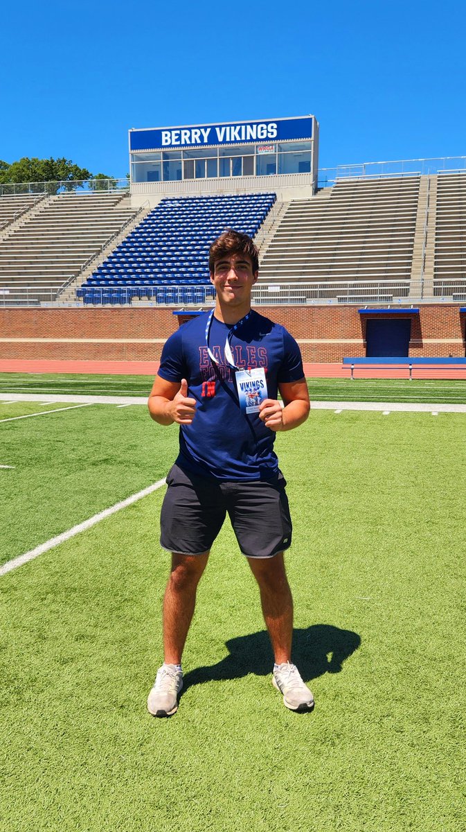 Bjaws43's tweet photo. Thanks, @BerryFootball, for everything today! Heck of a visit for Caleb. Can't wait to get back for a game this Fall! 

Go VIKINGS!!

@Caleb_Jawo @mccomb_shane @BCCoachK @CoachG_55 https://t.co/nbsmGwQ4Rp