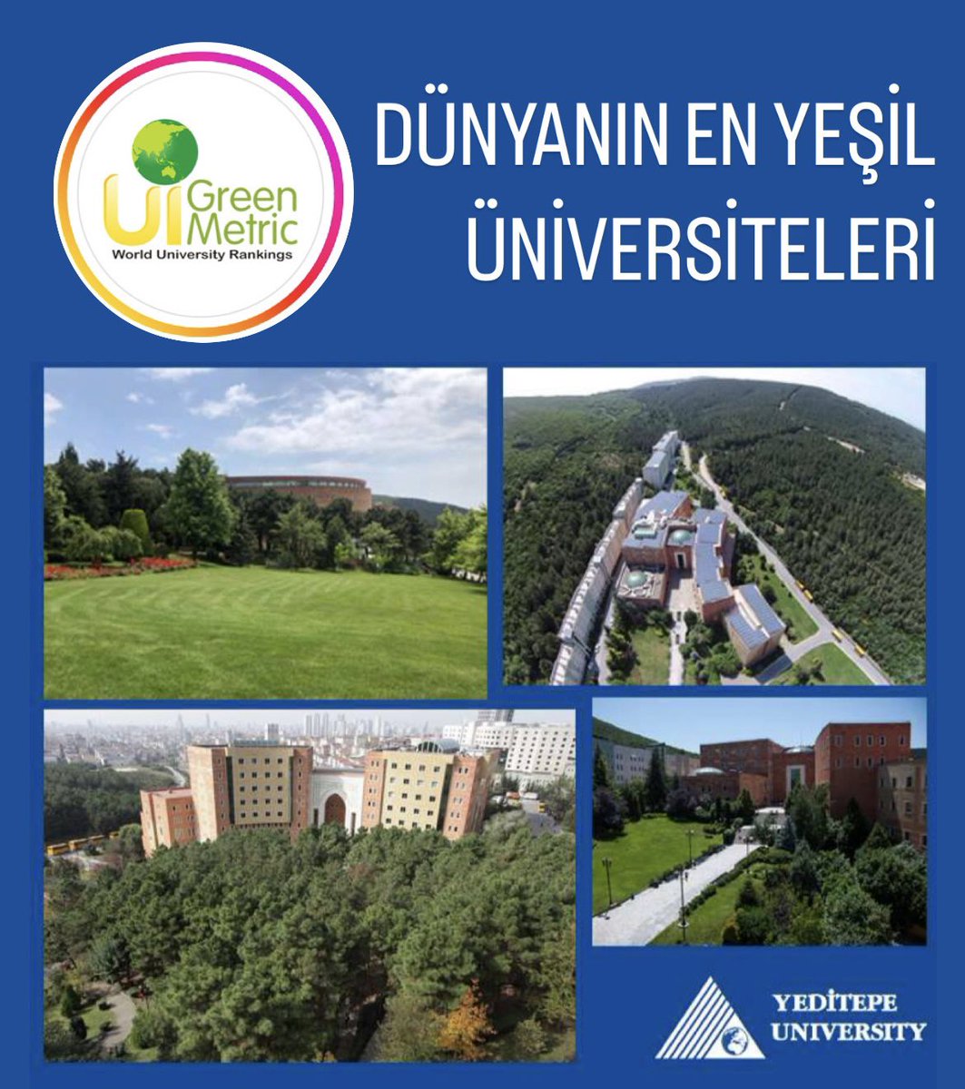 🌿 Yeşil Üniversite Endeksi Platformu UI GreenMetric tarafından açıklanan DÜNYANIN EN YEŞİL ÜNİVERSİTELERİ arasında yer almaktan gurur ve mutluluk duyduk!🌱🍃
#YeditepeÜniversitesi  @RectorYeditepe
