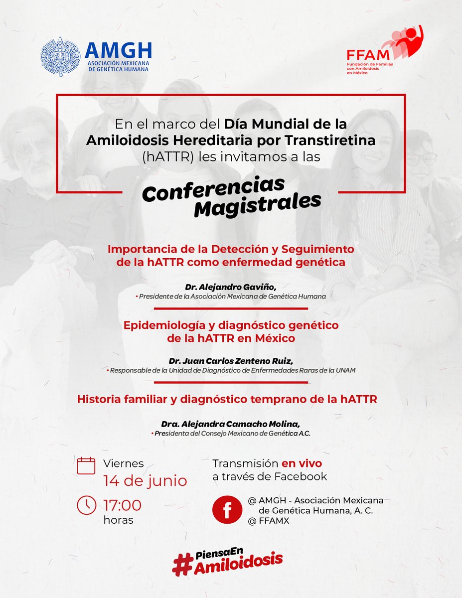 FFAMEX's tweet photo. 📣 ¡Acompáñanos en el evento sobre Amiloidosis Hereditaria por Transtiretina!
🗓️ Viernes 14 de junio 🕔 17:00 horas
La transmisión en vivo será por la página de la @AMGH
¡Sigamos avanzando en favor de los pacientes! #PiensaEnAmiloidosis https://t.co/3kbKyeWNst