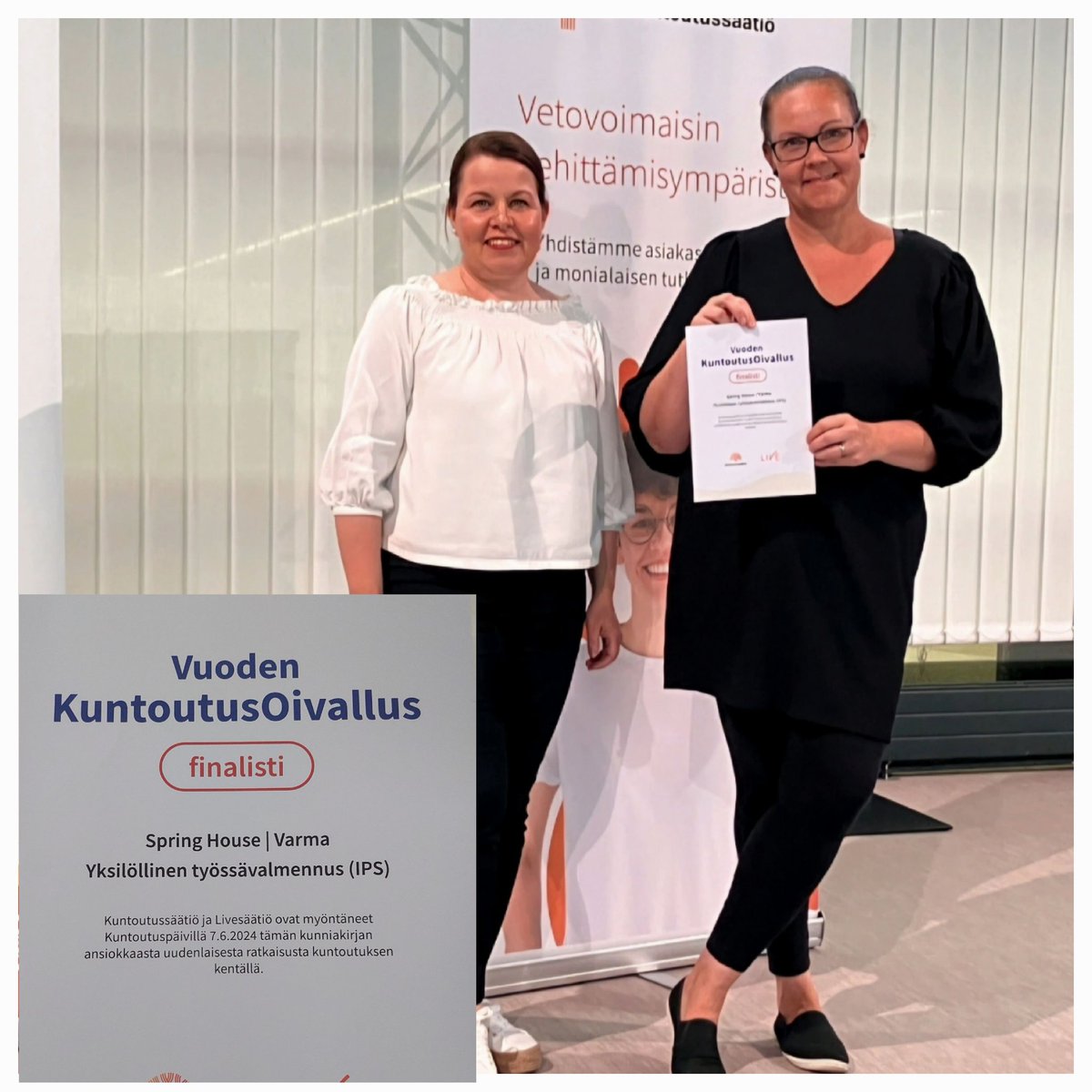 Eilen <a href="/varma_tweet/">Työeläkeyhtiö Varma</a> ja Spring Housen #IPS-pilotti sai hienon päätöksen, kun pääsimme kertomaan hankkeestamme <a href="/Kuntoutussaatio/">Kuntoutussäätiö</a> kuntoutusOivallus kilpailussa. IPS-matka on ollut osoitus siitä, että kun yhdistämme voimamme, voimme saavuttaa tärkeitä asioita!
#kuntoutus #vaikuttavuus