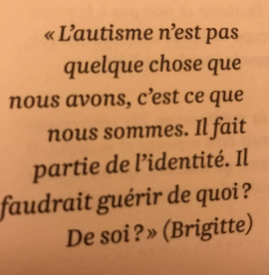 🦋« L'autisme n'est pas quelque chose que nous avons, c'est ce que nous sommes. Il fait partie de l'identité. Il faudrait guérir de quoi? De soi?» (Brigitte)

#autismeacceptation 
#respectdesautistes 
#autistetoutsimplement