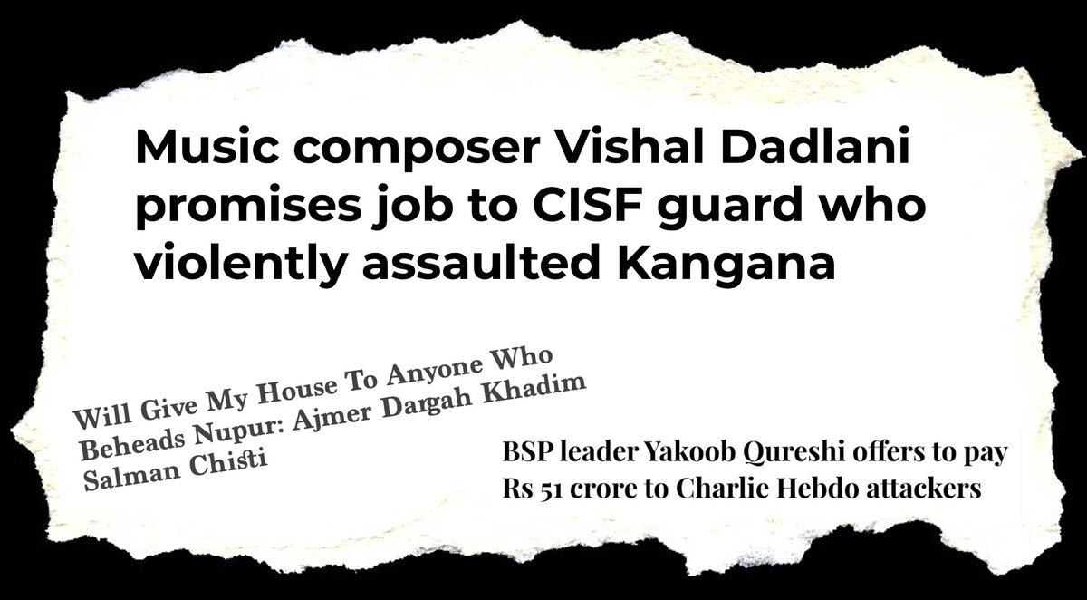 ARanganathan72's tweet photo. Vile mainstreaming of violence by @VishalDadlani. How is this any different from Ajmer Chisti offering his home as reward for beheading Nupur, or BSP MLA offering 51 crores to terrorists who killed Charlie Hebdo journalists?

But Democracy is not in danger. Tolerance is sky-high. https://t.co/KhDDcpkph5