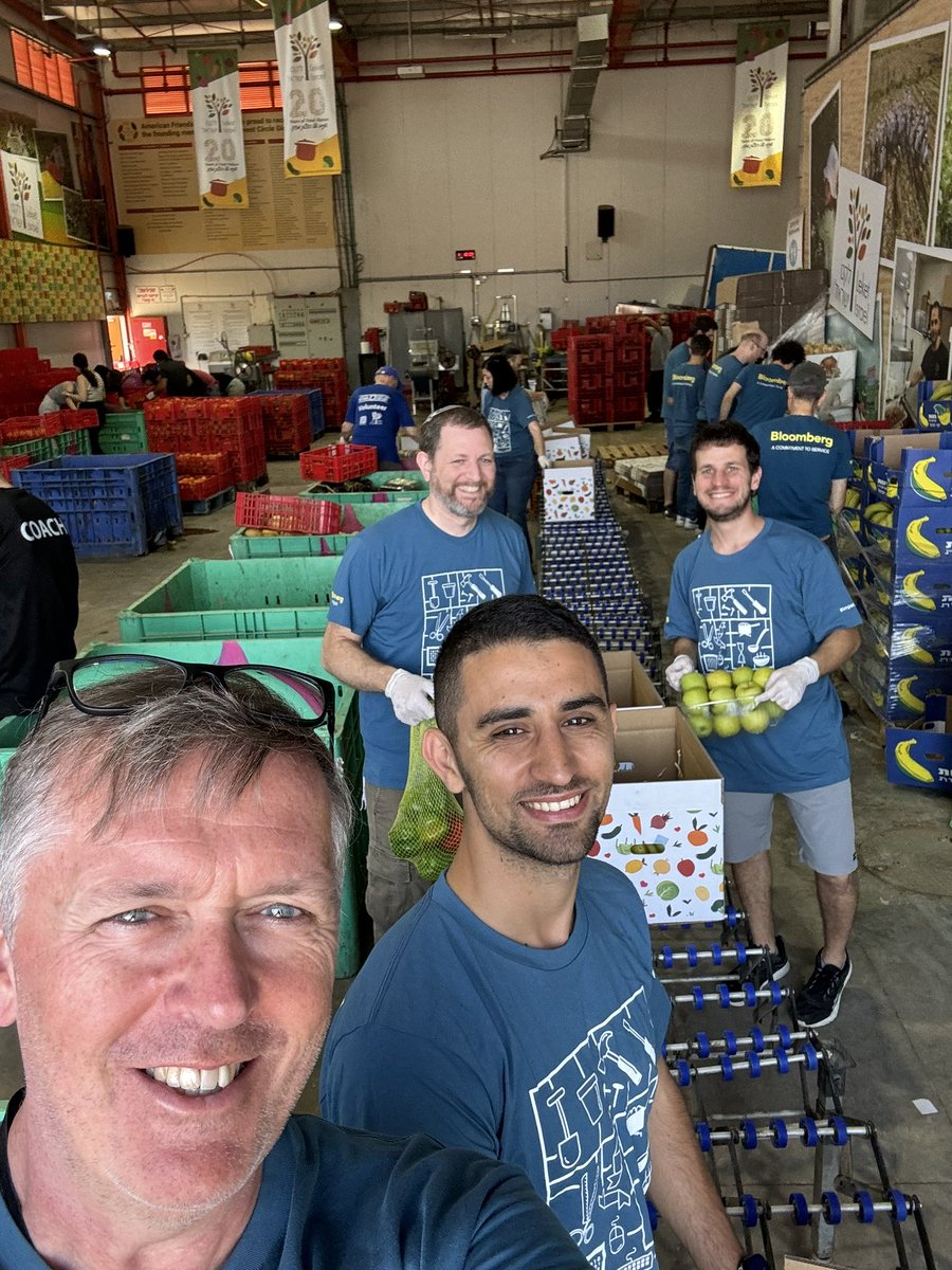 Home from visiting colleagues in #telaviv Heartwarming to spend time together and check they and their families are coping with the stress of ongoing conflict. We gave something back by volunteering for a shift <a href="/leketisrael/">Leket Israel</a> Sombre but resilient. I pray for peace and compassion