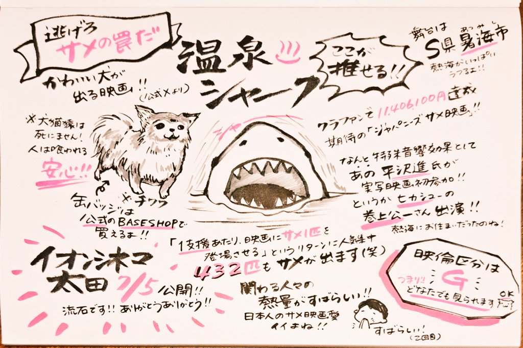 wadatamami's tweet photo. 深夜に描いてたプレゼン資料はこちら🦈✨
イッヌに力入れすぎました(笑)
公開楽しみにしております！！
 #温泉シャーク
#CDOOTA https://t.co/ClVxMXHWCQ