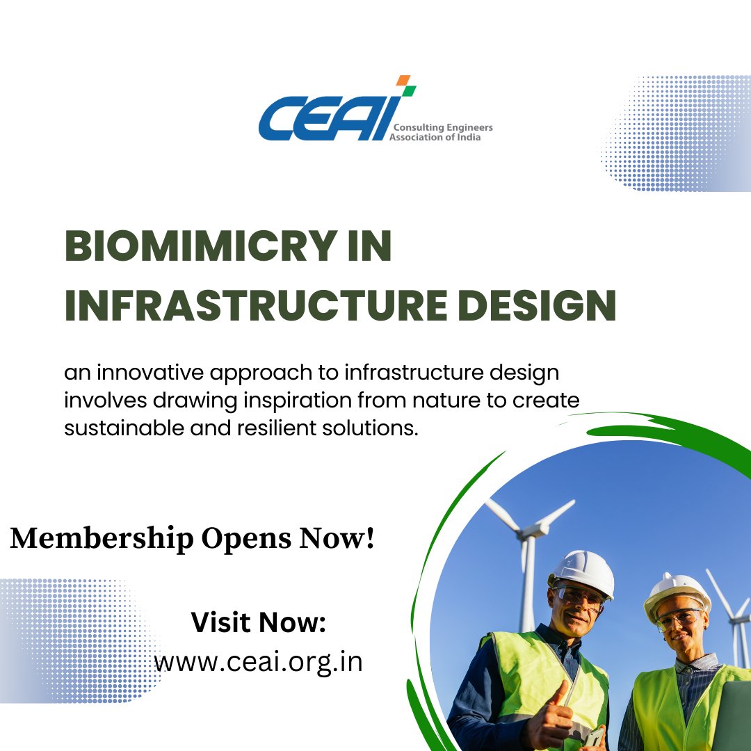 CEAI_INDIA's tweet image. Engineers are turning to nature for sustainable infrastructure solutions. Biomimicry involves drawing inspiration from natural materials and structures to create resilient projects.

#biomimicry #infrastructuredesign