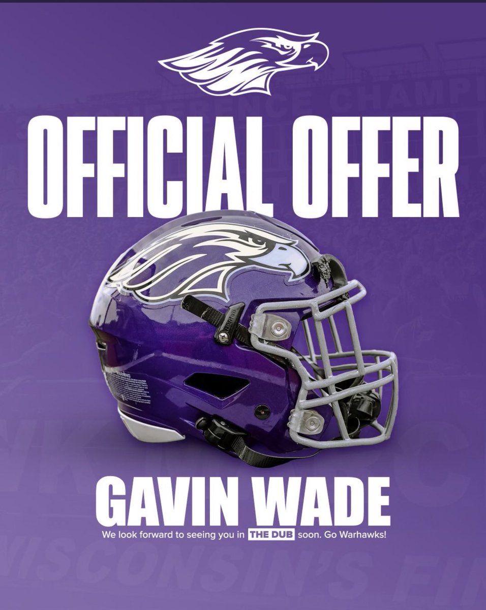 Gavin Wade (@gavinwade59) on Twitter photo After a great camp and conversation with <a href="/CoachMcLin/">Marcus McLin</a> I’m blessed to receive an offer at UW-Whitewater!! After a great camp and conversation with <a href="/CoachMcLin/">Marcus McLin</a> I’m blessed to receive an offer at UW-Whitewater!!