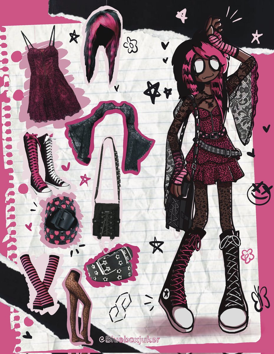 Blueboxjukerr's tweet image. Doodlez of a girl 💖🖤 #scene #scenegirl #scenedrawing #alternative #doodles