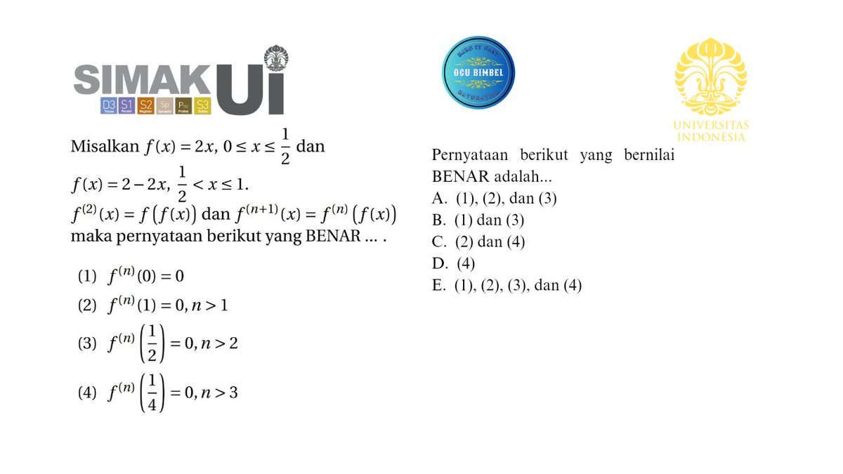BimbelIcsiak's tweet photo. SIMAK UI Tahun 2017/Matematika Dasar/No. 17 (Komposisi Fungsi)
#tkpa #shorts #study #studytwt #studyacc #simakUI #UI #simakUI2024 #AMBISVERSE https://t.co/5dPh3wVhv4