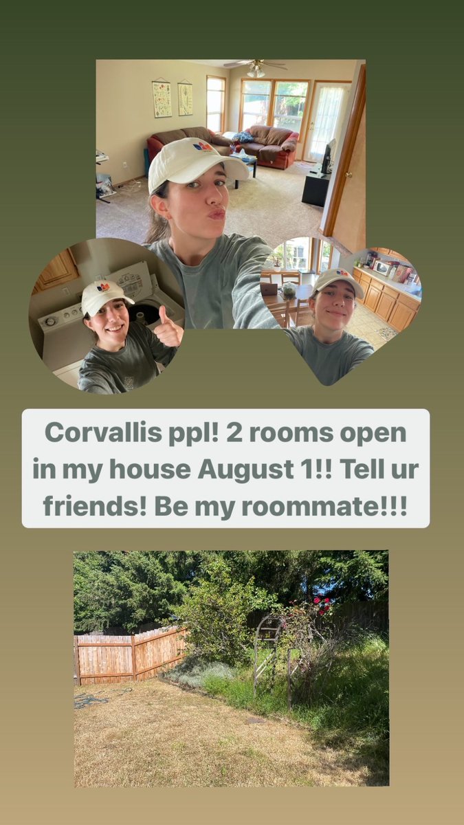 long shot but if u know anyone in Corvallis OR who needs a place to live, hit me up!!!