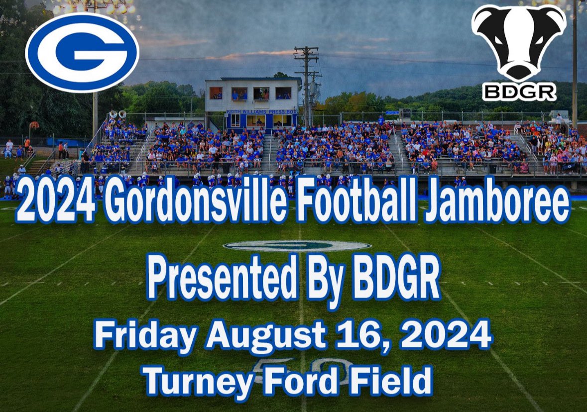 Just 70 days until the 2024 Gordonsville High School Football Jamboree presented by BDGR!! 

We would like to thank BDGR Excavating, LLC. for being the first ever title sponsor of the Jamboree. 

6 Teams and one huge night of high school football action to kickoff the 2024 season