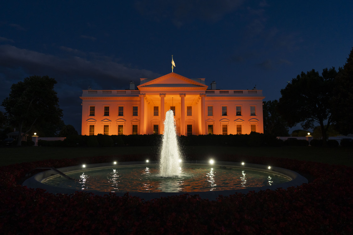 Tonight, in honor of National Gun Violence Awareness Day, the White House illuminates orange in memory of those killed or injured by gun violence. 
 
My Administration will continue to fight to make our communities safer, using every tool at our disposal to address this crisis.