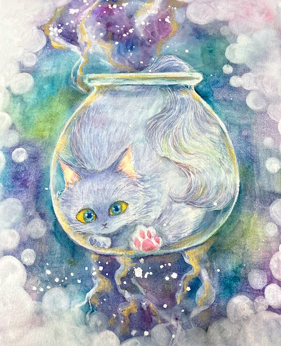博多天神でのグループ展の準備進んでいます(*^^*)「あ、この子(絵)好き!うちにおいで!」と思える出会いがありますように「 #かるくびるど 〜絵をつれておうちに帰ろう展」ふくだの連れていく絵の一枚 