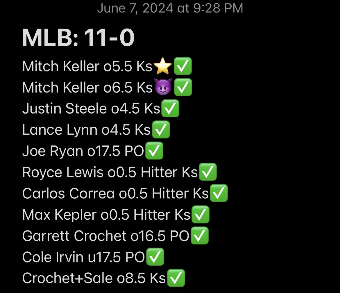 TroubleBets's tweet photo. 11-0 Sweep on #MLB Today in the Patreon🧹

#GamblingX #MLBX #PrizePicks #parlay https://t.co/p0xmZ4WUtU