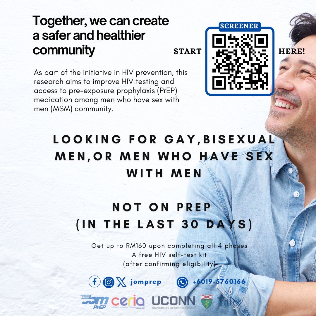 kar3yon's tweet photo. Join the excitement of our JomPrEP study and help create a safer tomorrow! Your participation in our HIV prevention study can make a world of difference.

You can get up to RM160 upon completing all 4 phases of the study! Plus, you'll receive a free HIVST kit from us every month! https://t.co/eV7NOF5frc