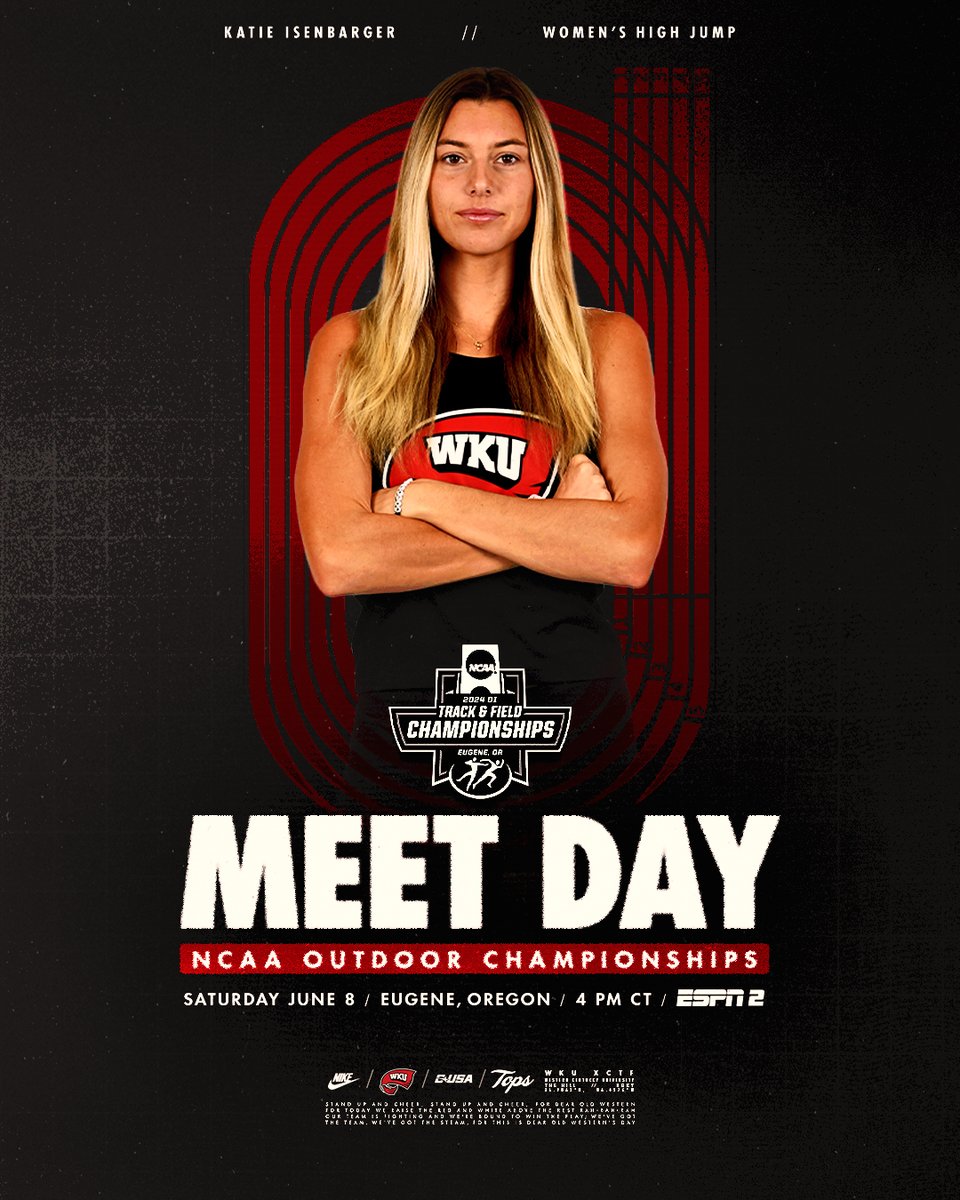 WKUXCTF's tweet photo. 𝗡𝗮𝘁𝗶𝗼𝗻𝗮𝗹 𝗖𝗵𝗮𝗺𝗽𝗶𝗼𝗻𝘀𝗵𝗶𝗽 𝗠𝗲𝗲𝘁 𝗗𝗮𝘆

🏟️ Hayward Field
📍 Eugene, Oregon
🕓 4 PM CT
📺 https://t.co/QfNwIpz5kA
📊 https://t.co/9xX7g4fFH9

#GoTops x #NCAATF https://t.co/Dzyxhx3Hf1