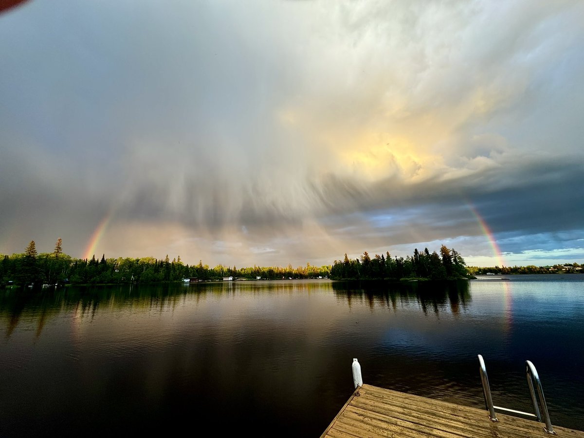 Beautiful rainbow after a good thunderstorm this evening at Brereton lake 🌈⛈️ #mbstorm #manitoba #rainbow <a href="/weathernetwork/">The Weather Network</a> <a href="/WeatherPicture/">Weather Pictures</a>