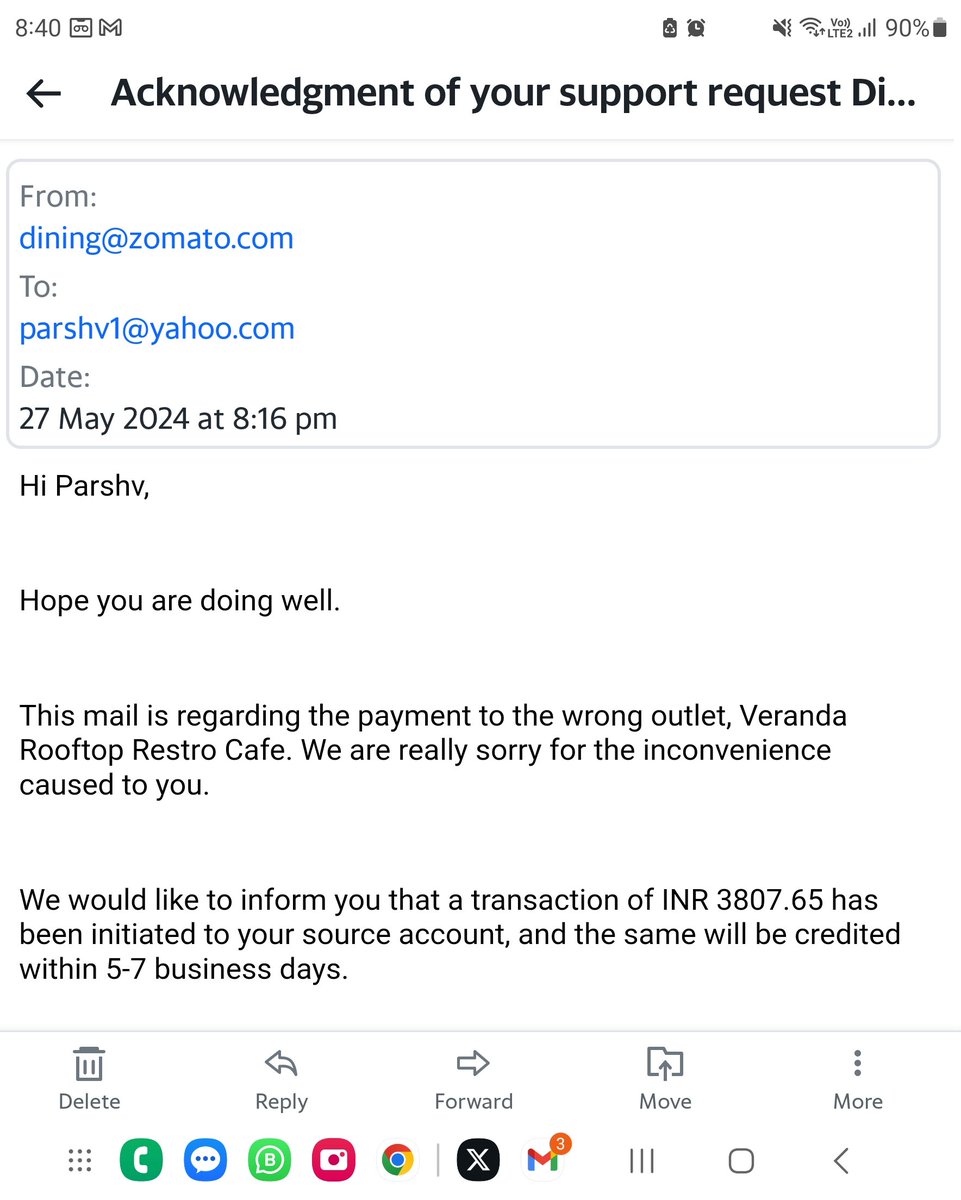 Parshv7's tweet photo. Inspite of numerous reminders to your team my refund has still not got credited in my credit card there was a wrong payment done to an outlet. When raised a complaint you guys had emailed me that i will get the refund in 5 days my mobile 9979903031@zomatocare @zomato @deepigoyal https://t.co/MkofdZc9qL