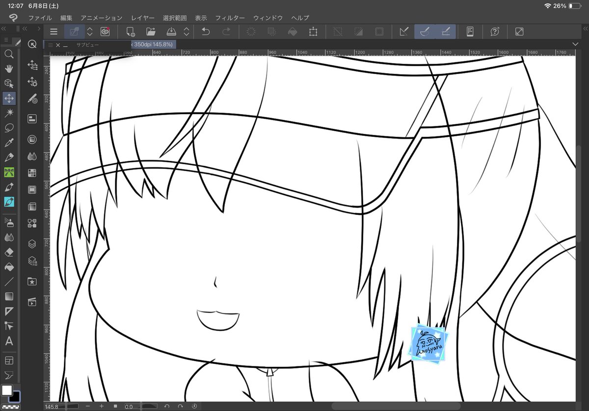 線画描き進め中

ねこみたいな口っていいよね。 