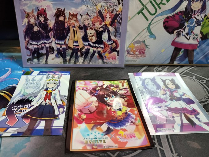 穏やかな休日。
こちらに…ウマ娘のシールがあります。

こ、これを…このエルコンドルパサーのカードスリーブというものにセットします。
そして、並べてみて…… ふふ✨ 