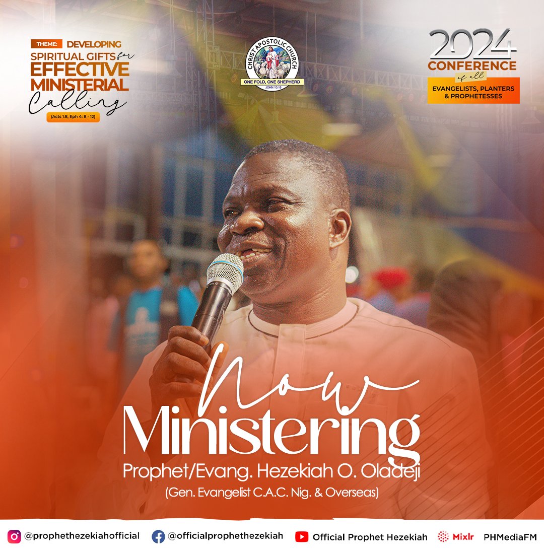 prophethezekiah's tweet photo. #NowMinistering
Prophet/Evang. Hezekiah O Oladeji final prophetic ministration at the conference. Join now to partake in this blessing!
#EPIC24
#spiritualgifts
#MinistersConference
#PHMedia
#spreadingthegospel https://t.co/UCMP9By8W0
