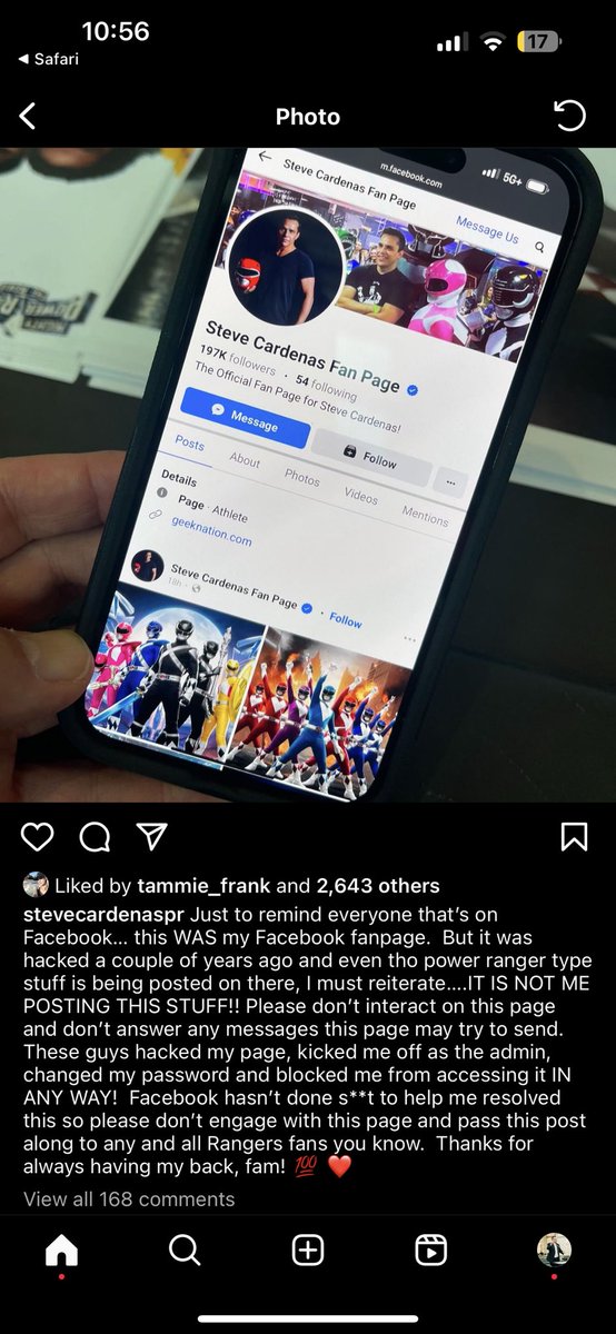supermanofokc's tweet photo. @facebook #facebook is asleep at the wheel! Hacked 3 years ago and they don’t seem to care. Look at the filth being posted! Make this right Facebook! Give @SteveCardenasPR his page back!! #powerrangers #mmpr #redranger #rocky https://t.co/3ajjddrbet