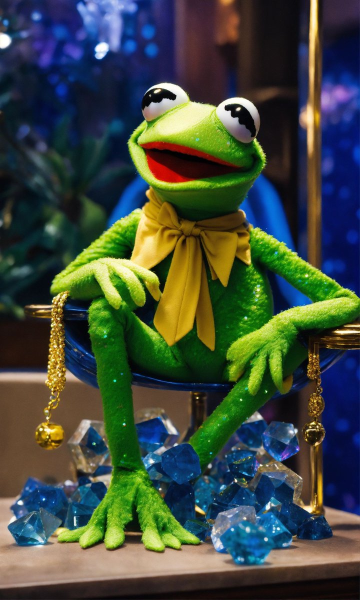 Lexicasnaps's tweet photo. Living the high life with my blue crystal collection! 💎💰 Even Kermit can't resist a taste of luxury. 🐸✨ #LuxuryLiving #CrystalCraze #RichFrog #GregRutkowski # #ChillVibes #CrystalLove #CasualLuxury #KermitStyle #GoodTimes #EverydayLuxury #FeelingFroggy" https://t.co/2W74LOhkCJ