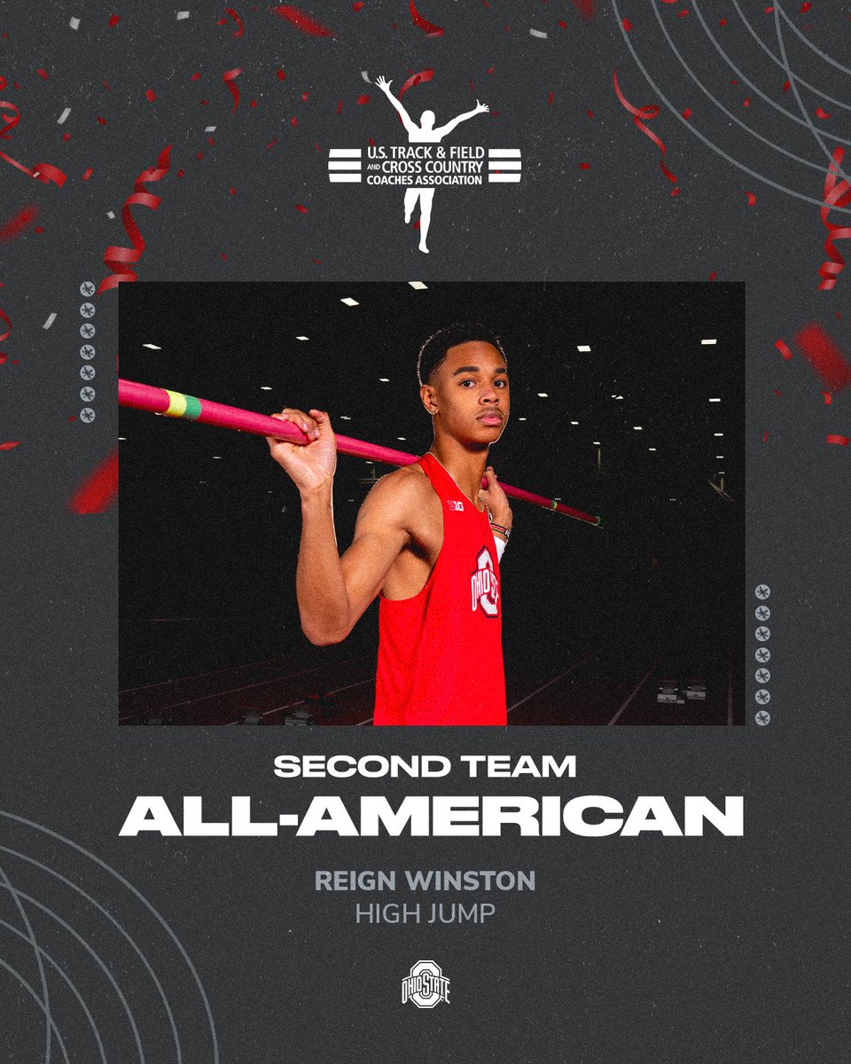 Congratulations to Reign Winston on tying for 11th in the men’s high jump (2.12m) and earning his spot on the USTFCCCA All-American Second Team ‼️

#GoBucks